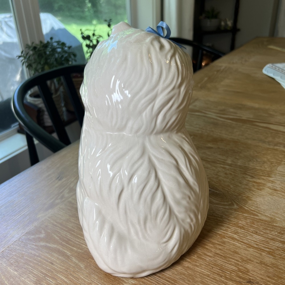 Vintage White Ceramic Persian Cat Figurine Blue Eyes Pink Tongue 10 Inch Statue - Picture 5 of 8